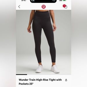 Lululemon Wondertrain High Rise with pockets size 4